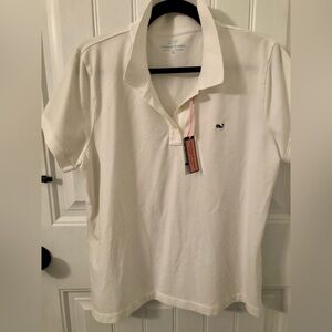 🐳 Vineyard Vines Ladies Classic Fit Polo, White Cap, Size XL